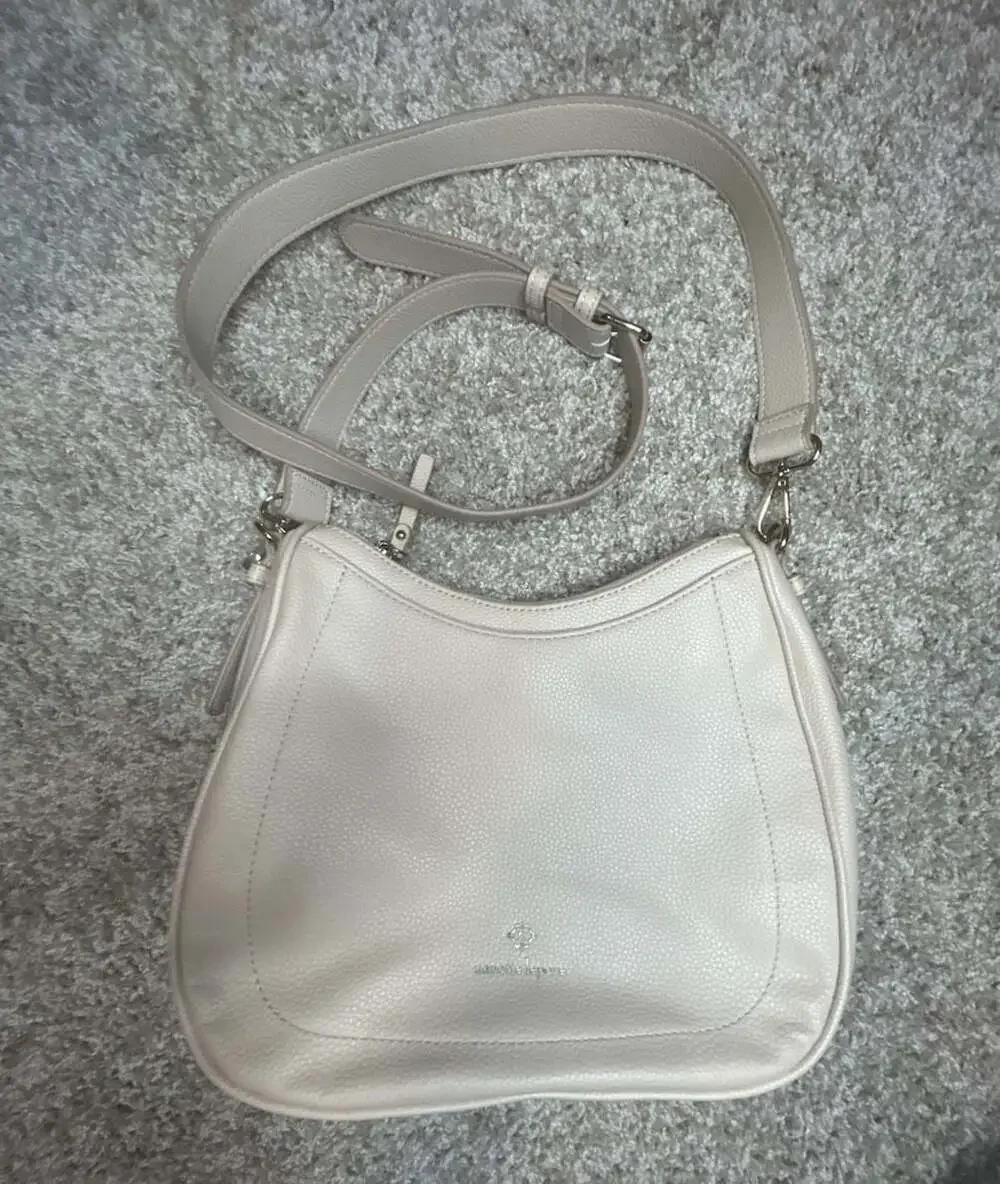 Nanette Lepore Beige Pebbled Faux Leather Crossbody Bag